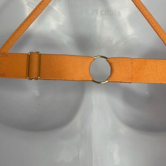 Skin Sm Odelyn Triangle Bra‎ Orange Strappy Back Adjustable Sheer Cotton NWT $78 - Picture 6 of 9